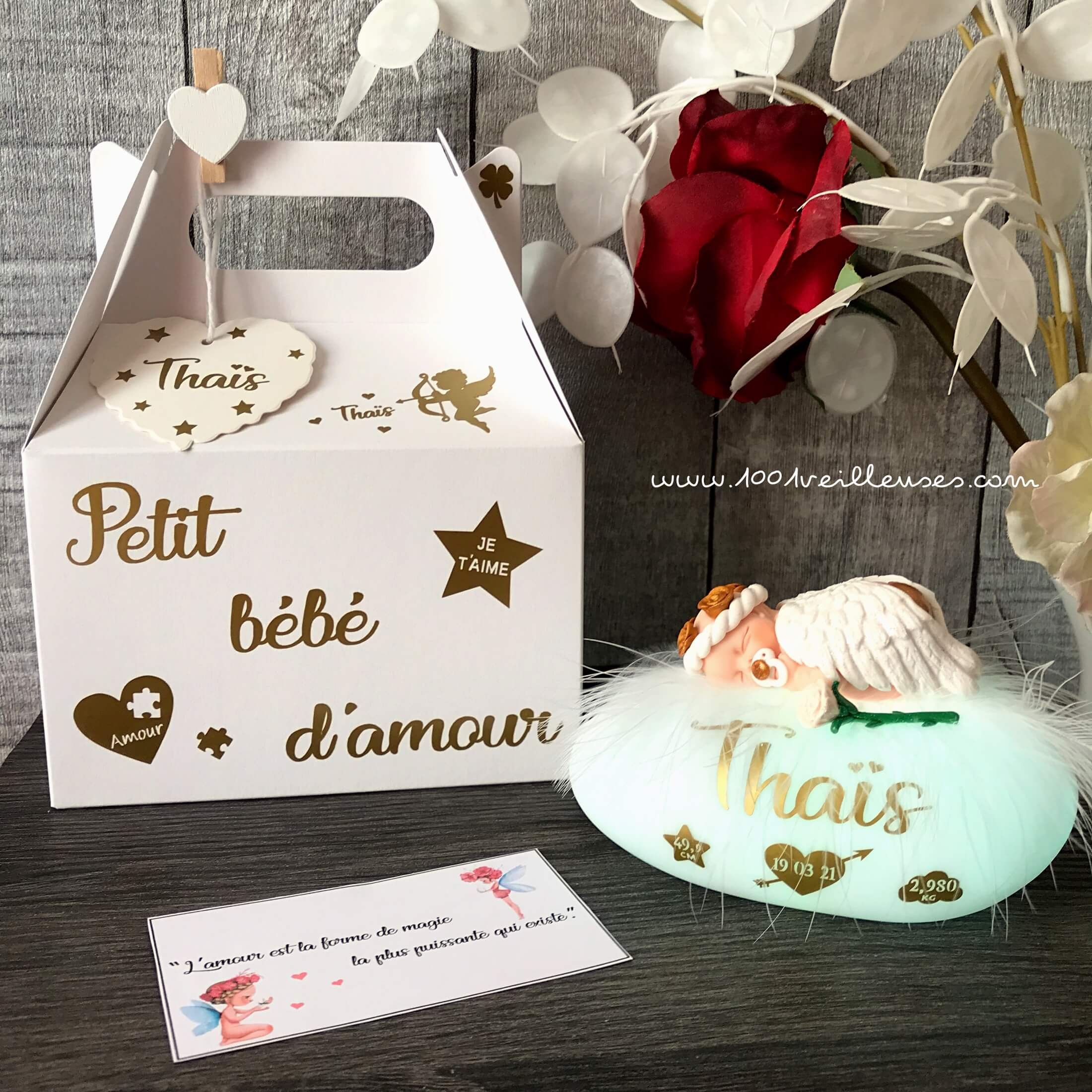 Magnifique veilleuse bébé ange avec sa boite cadeau