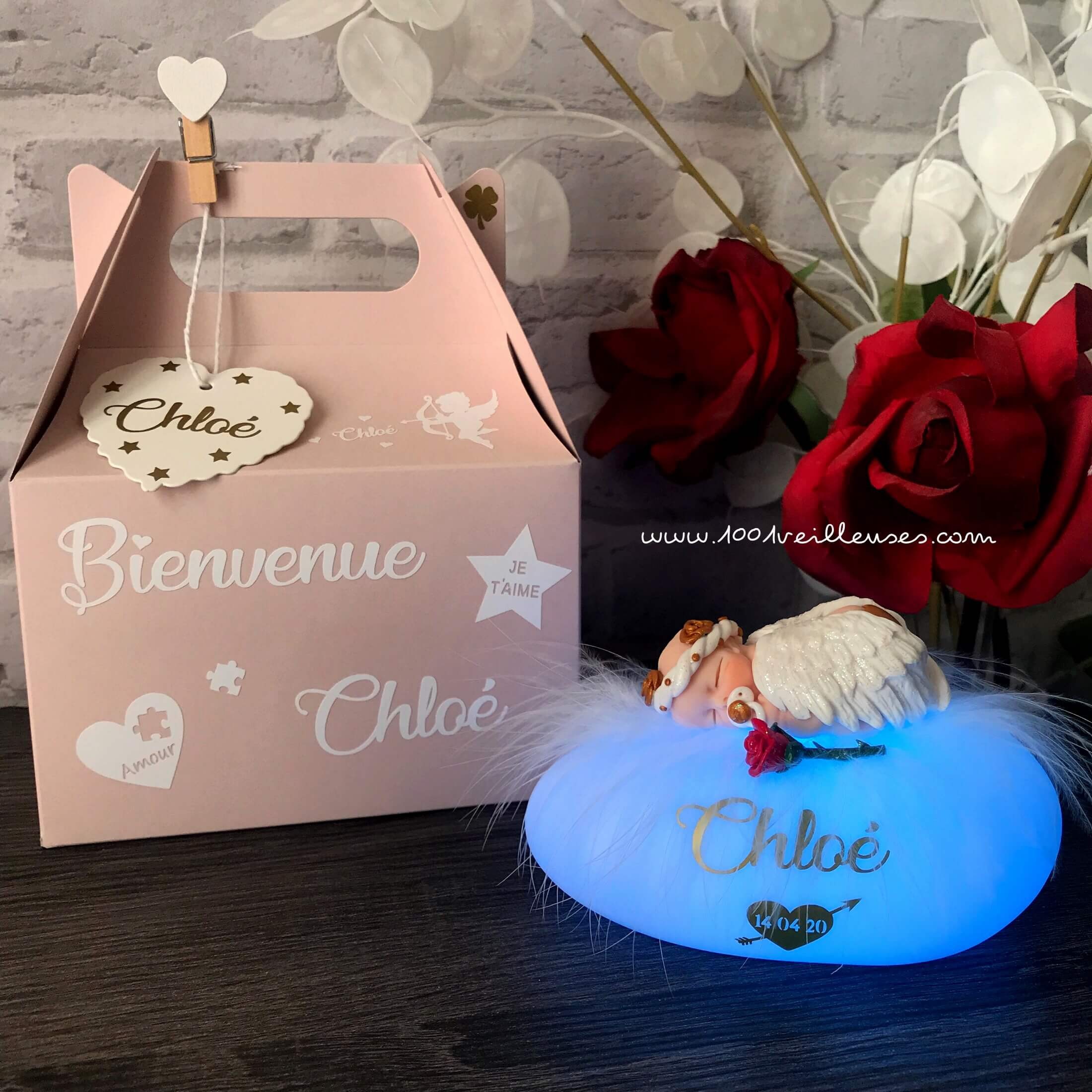 Veilleuse led boite cadeau bebe ange