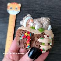 Cake topper en argile polymère 1 an personnalisable avec prénom - bebe fimo ours