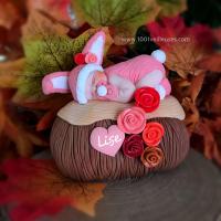 Cake topper bébé lapin rose personnalisé