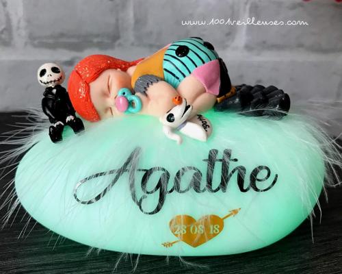 veilleuse bébé fille sally - cadeau de naissance personnalisé thème monsieur jack - cadeau bebe original