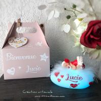 Newborn gift for baby girl - baby girl fimo with red motifs.