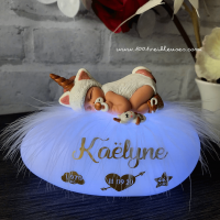 Gorgeous handmade personalized LED lamp with the unicorn theme, customized with the name, illuminated nightlight