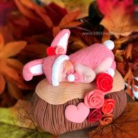 Magnifique cake topper pour baptême fille lapin avec prénom