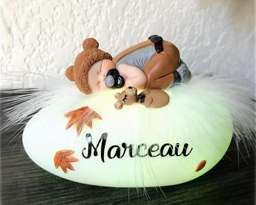 petite veilleuse bébé garçon sur le thème des ours, cadeau baptême, naissance, premier anniversaire