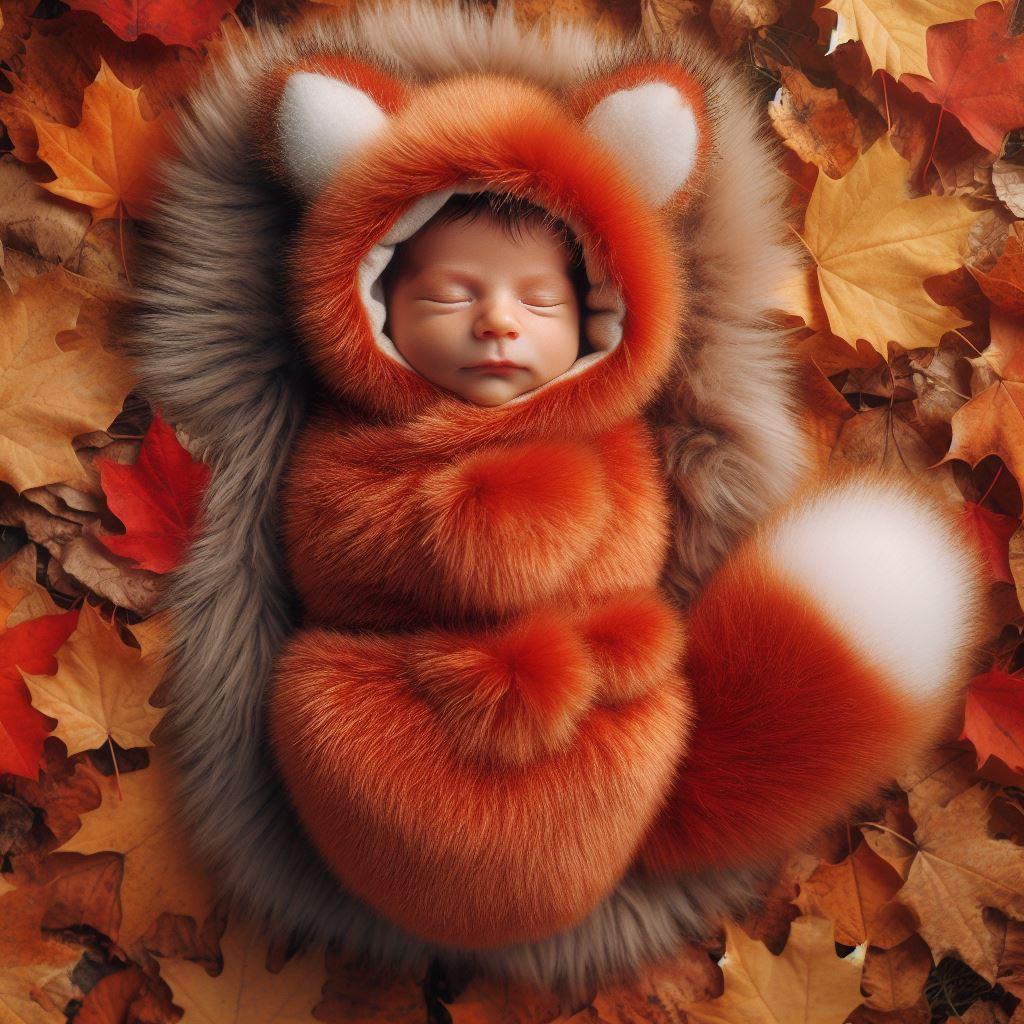 Petit bébé déguisé en renard, il dort, il est trop mignon