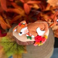 Sujet de gâteau - bébé fimo - thème renard - décoration forêt