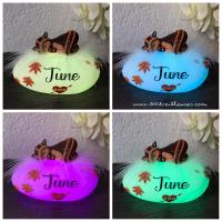 Customizable newborn gift with name - baby night light from different angles - baby squirrel