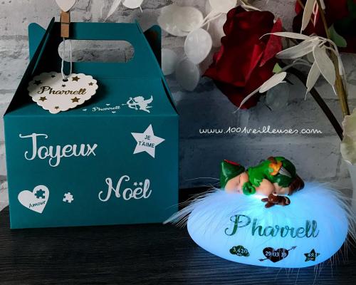 coffret naissance rare et personnalisé - veilleuse peter pan doudou - souvenir unique