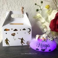 Beautiful handmade baby night light creation, a newborn gift with a football theme