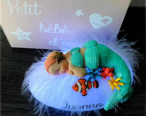 superbe veilleuse artisanale rare et originale, thème sirène