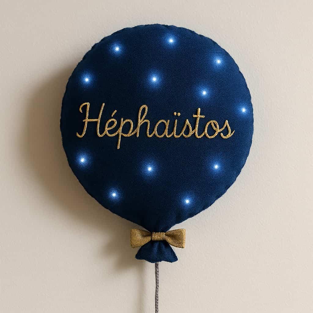 Ballon de nuit led personnalise avec le prenom hephaistos