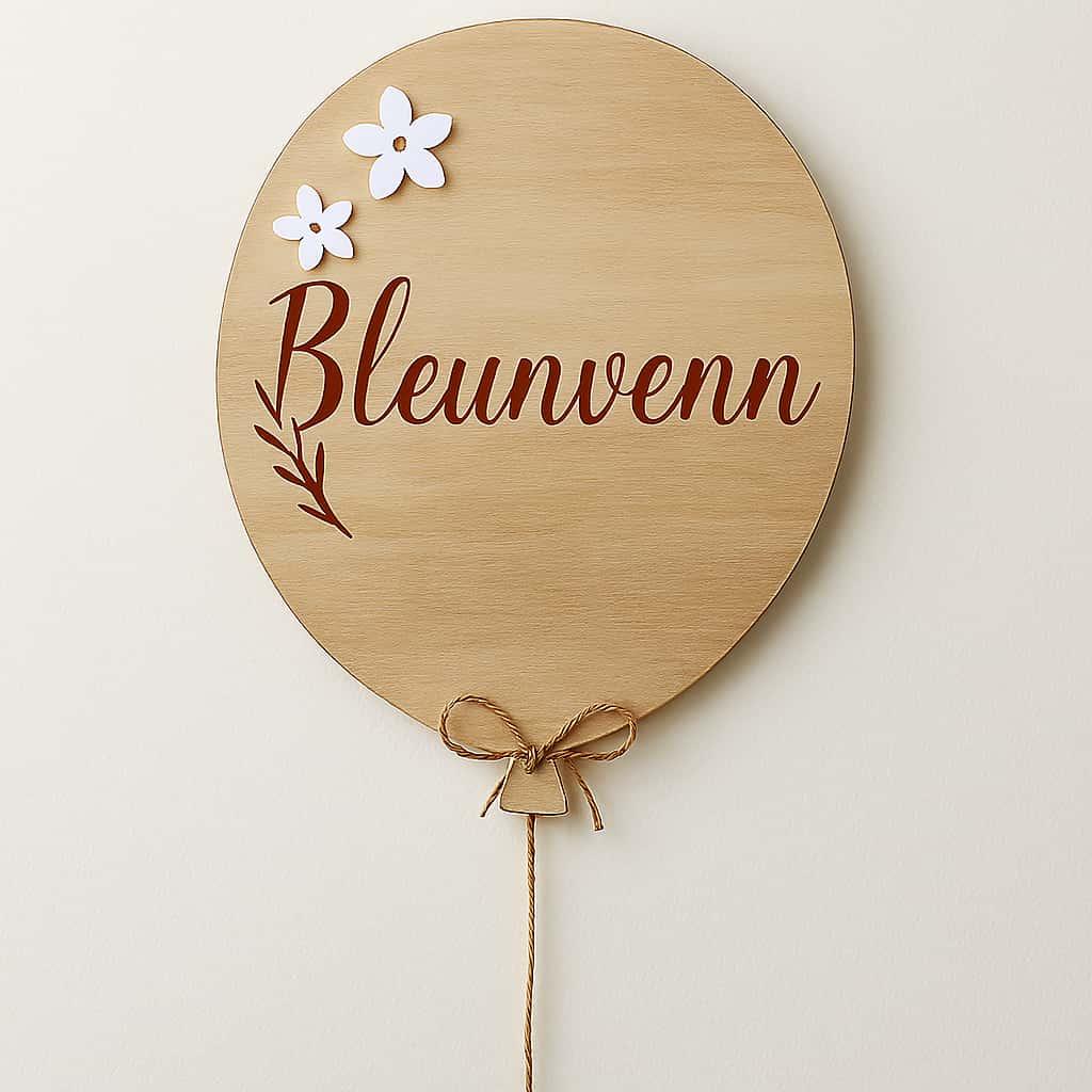 Ballon en bois mural personnalise avec le prenom bleunvenn decoration de chambre