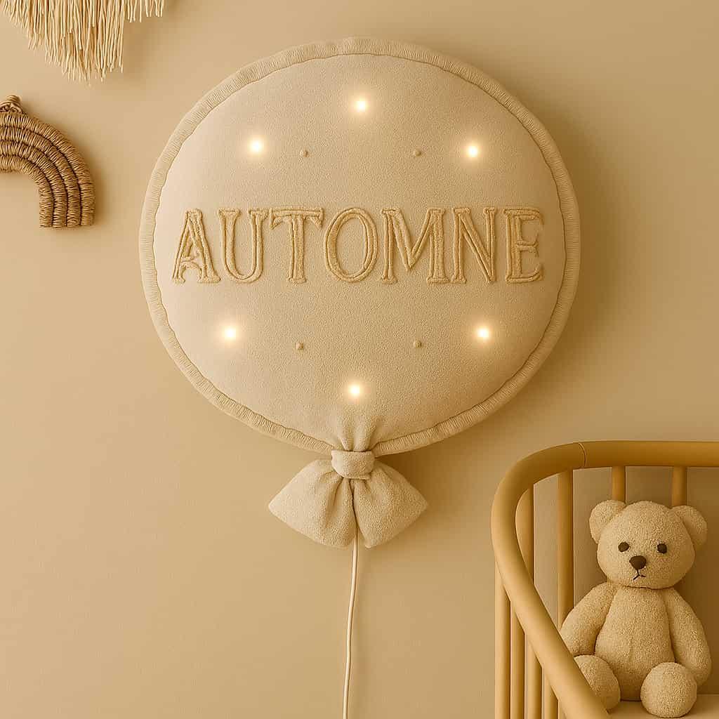 Ballon led mural personnalise avec le prenom automne