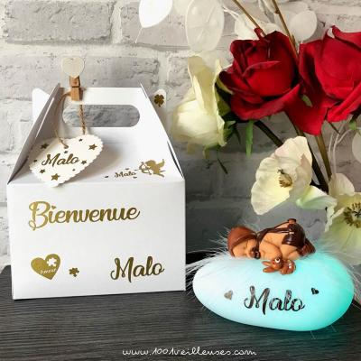 Boite cadeau bebe avec sa petite veilleuse bebe