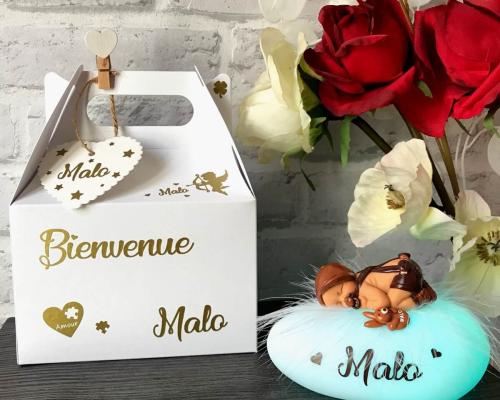Boite cadeau bebe avec sa petite veilleuse bebe