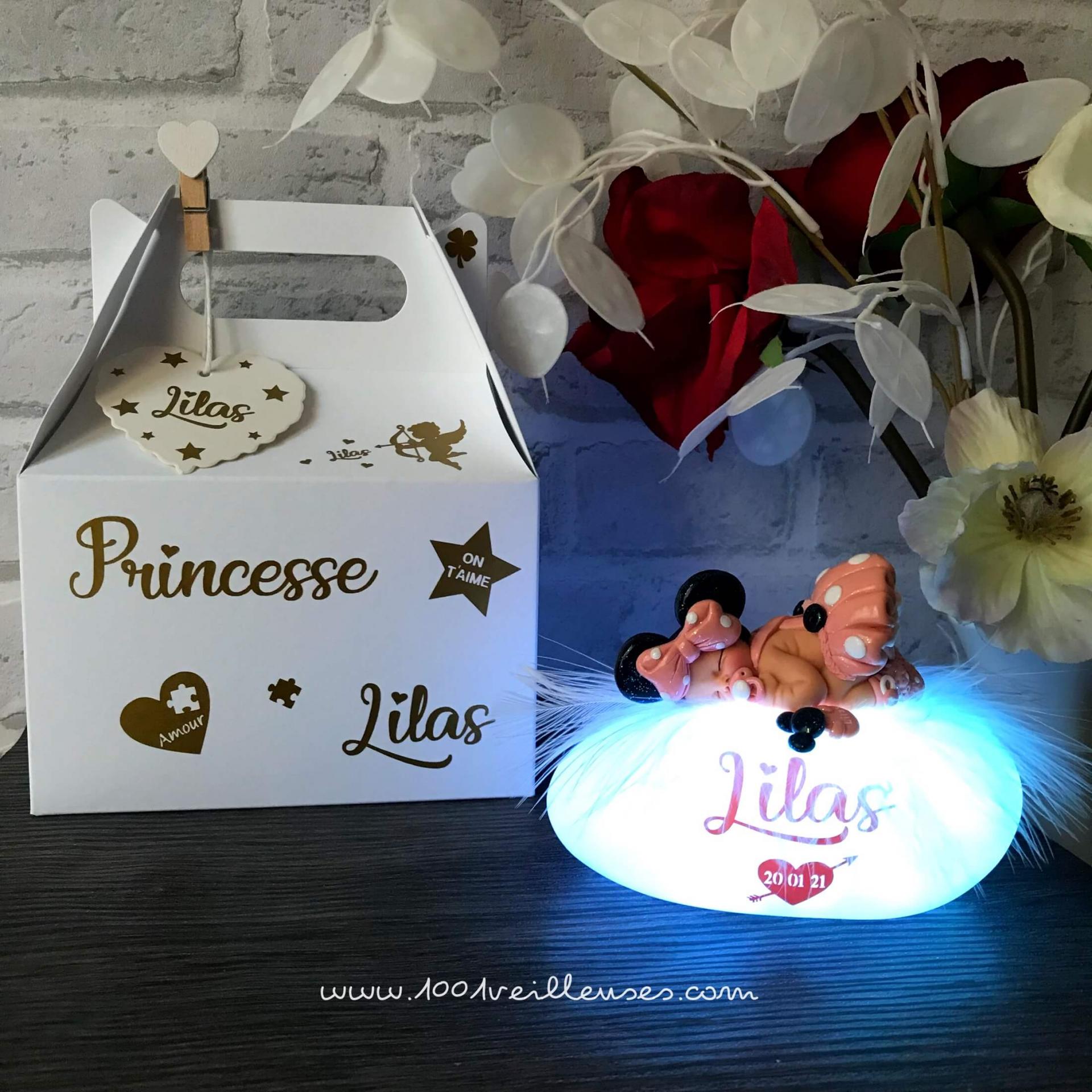 Boite cadeau veilleuse bebe minnie