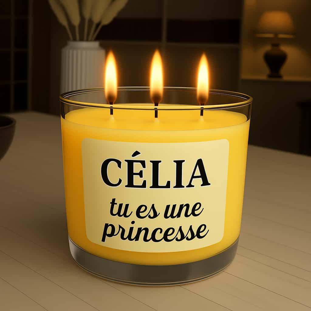 Bougie personnalisee avec le prenom celia