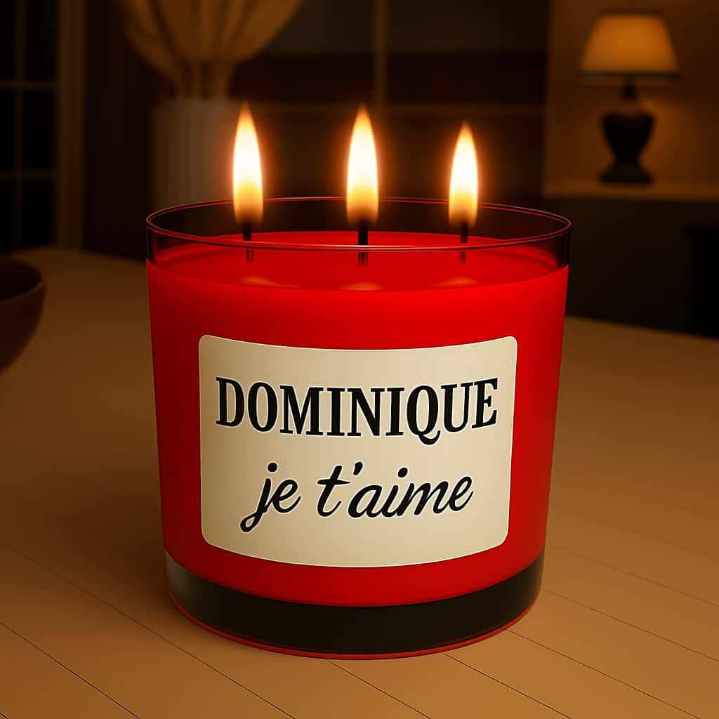 Bougie personnalisee avec le prenom dominique