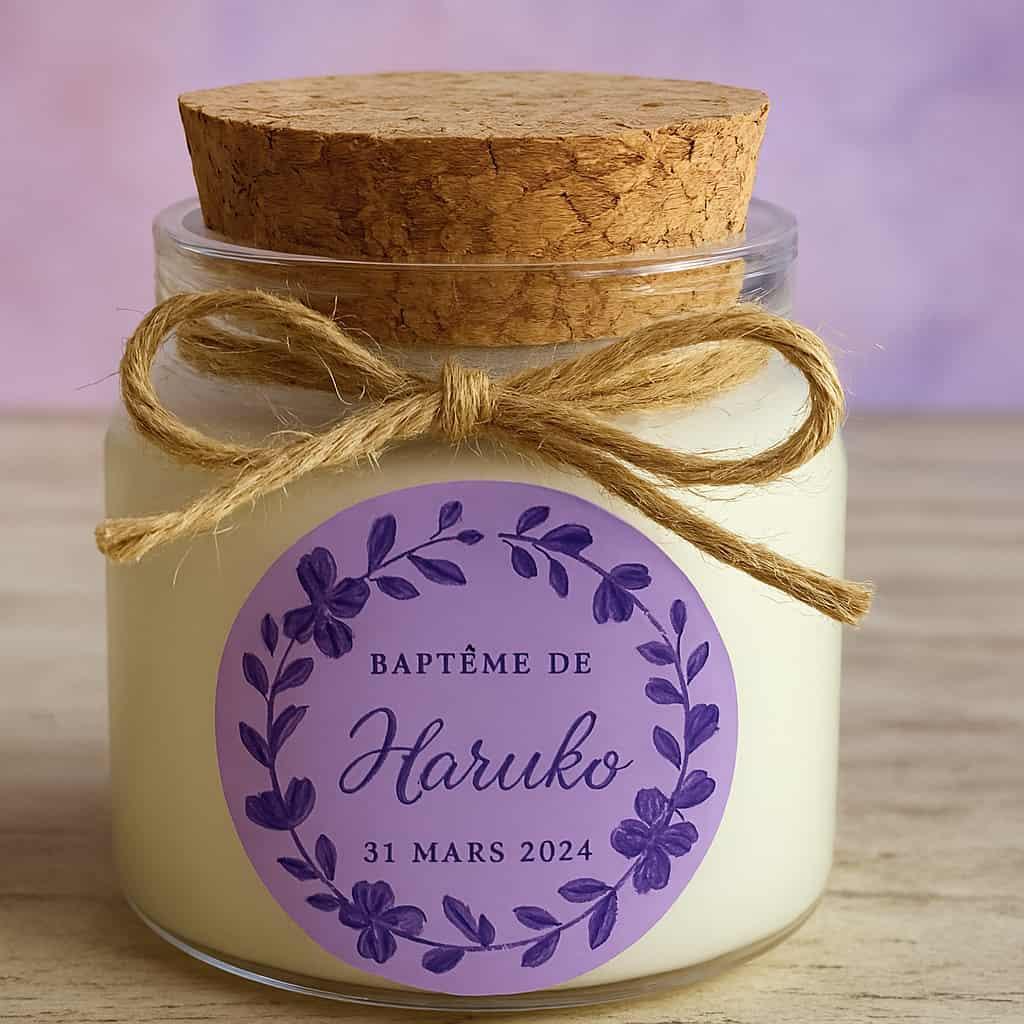Bougie personnalisée avec le prénom Haruko