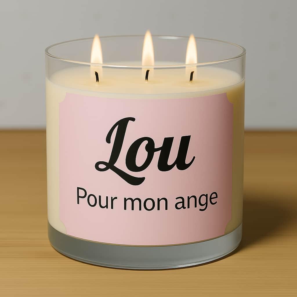 Bougie personnalisee avec le prenom lou