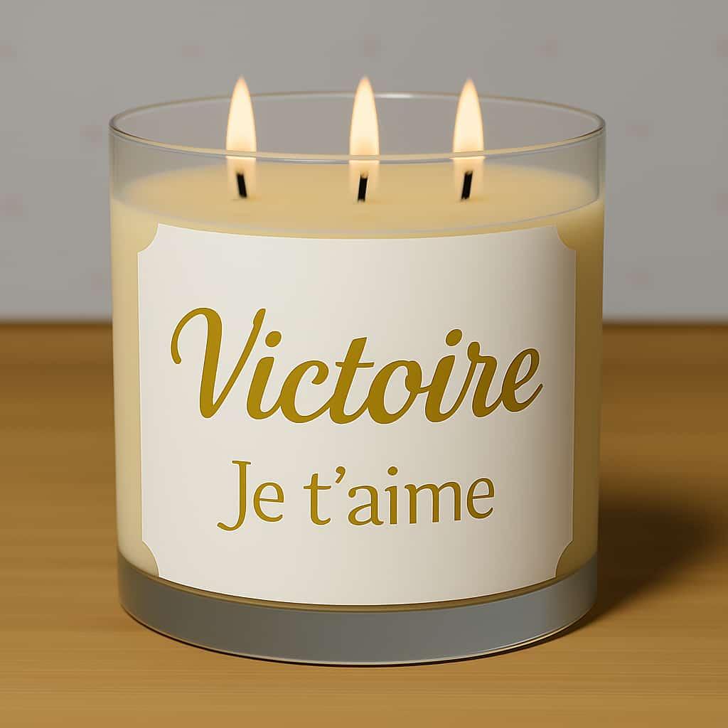 Bougie personnalisee avec le prenom victoire