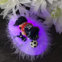 cadeau de naissance nouveau-né - original et rare - creation artisanale - veilleuse bébé psg avec son doudou lapin