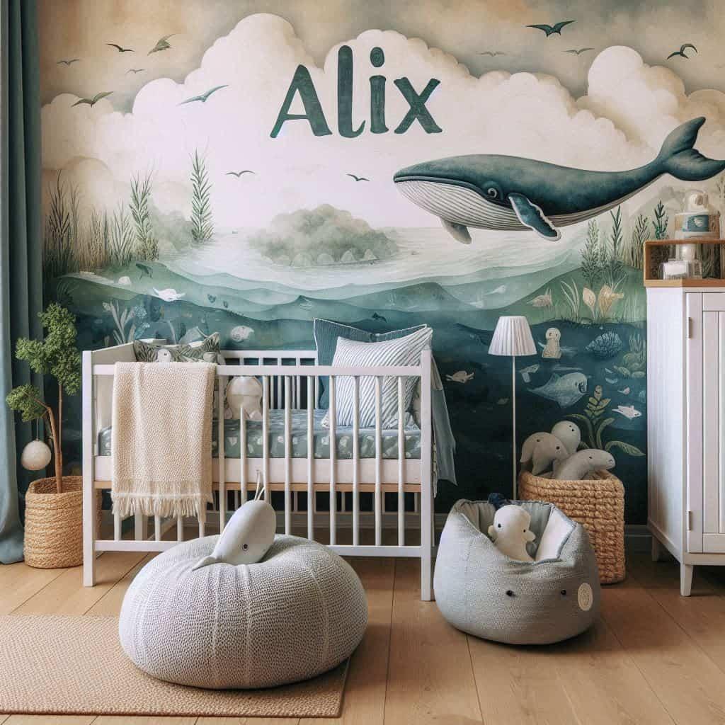 Chambre decoration de la mer prenom alix lit berceau