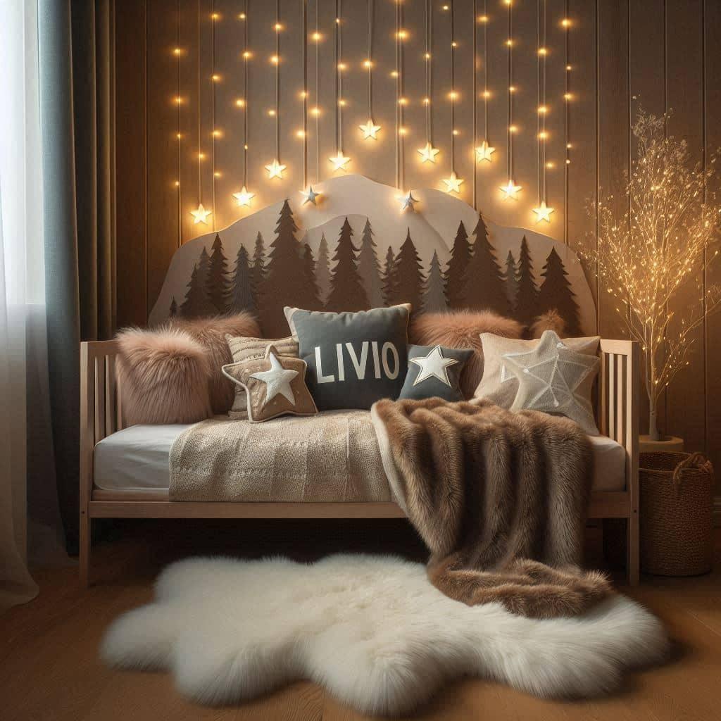 Chambre decoration foret enchantee avec le prenom livio 1