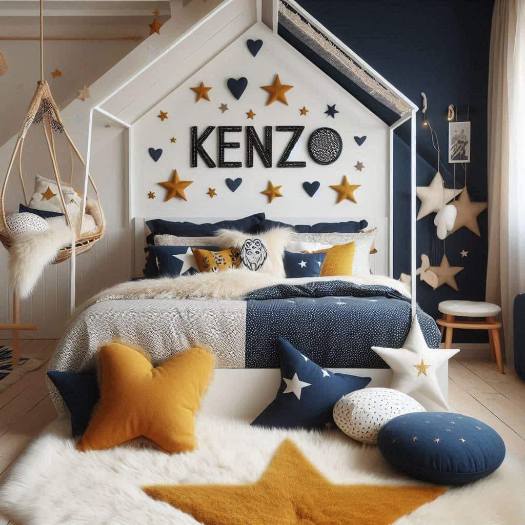 Chambre enfant scandinave personnalisee avec le prenom kenzo