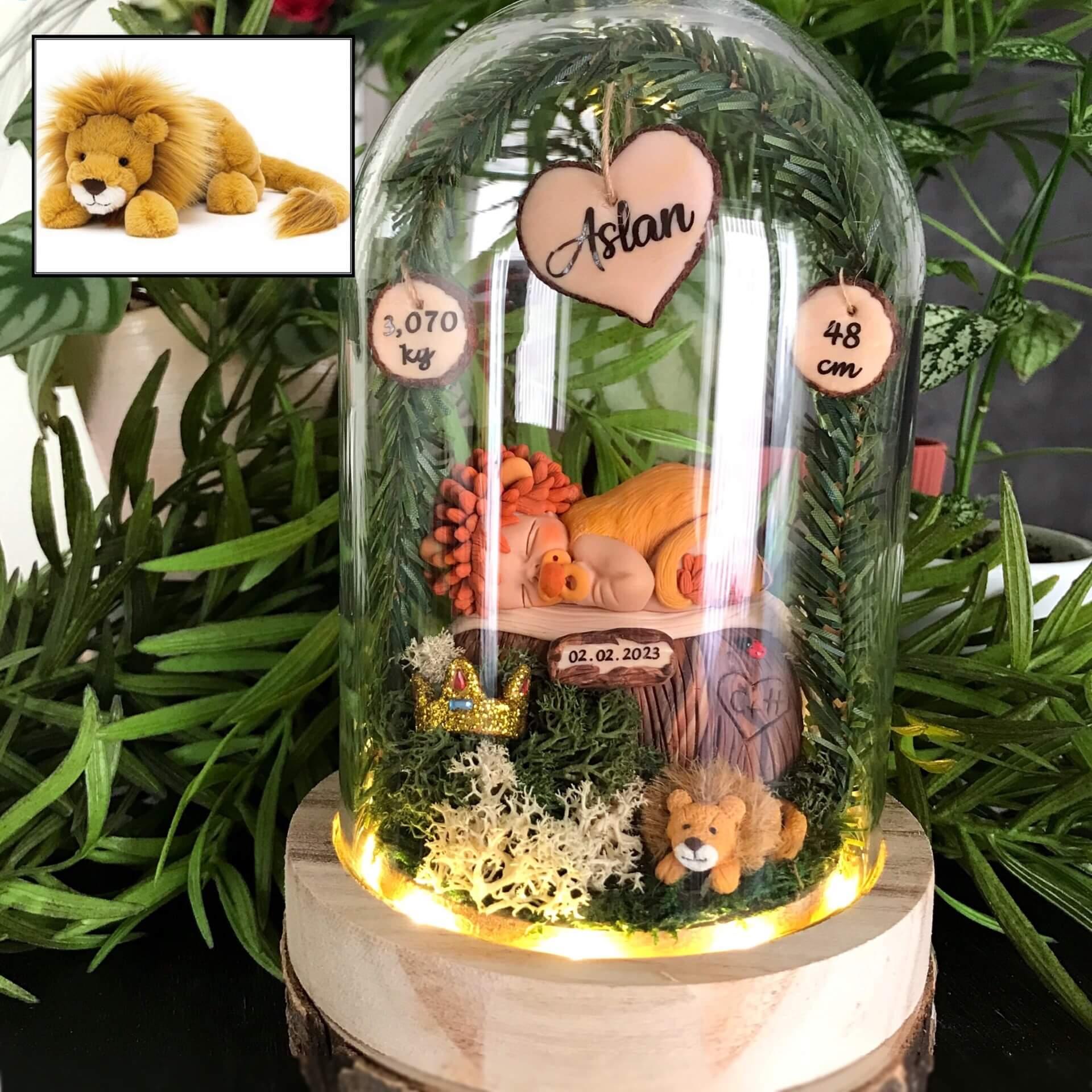 Cadeau naissance garçon personnalisé - thème lion - lumineux