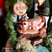 Dome en verre lumineux bebe panda roux jardin miniature cadeau bébé naissance