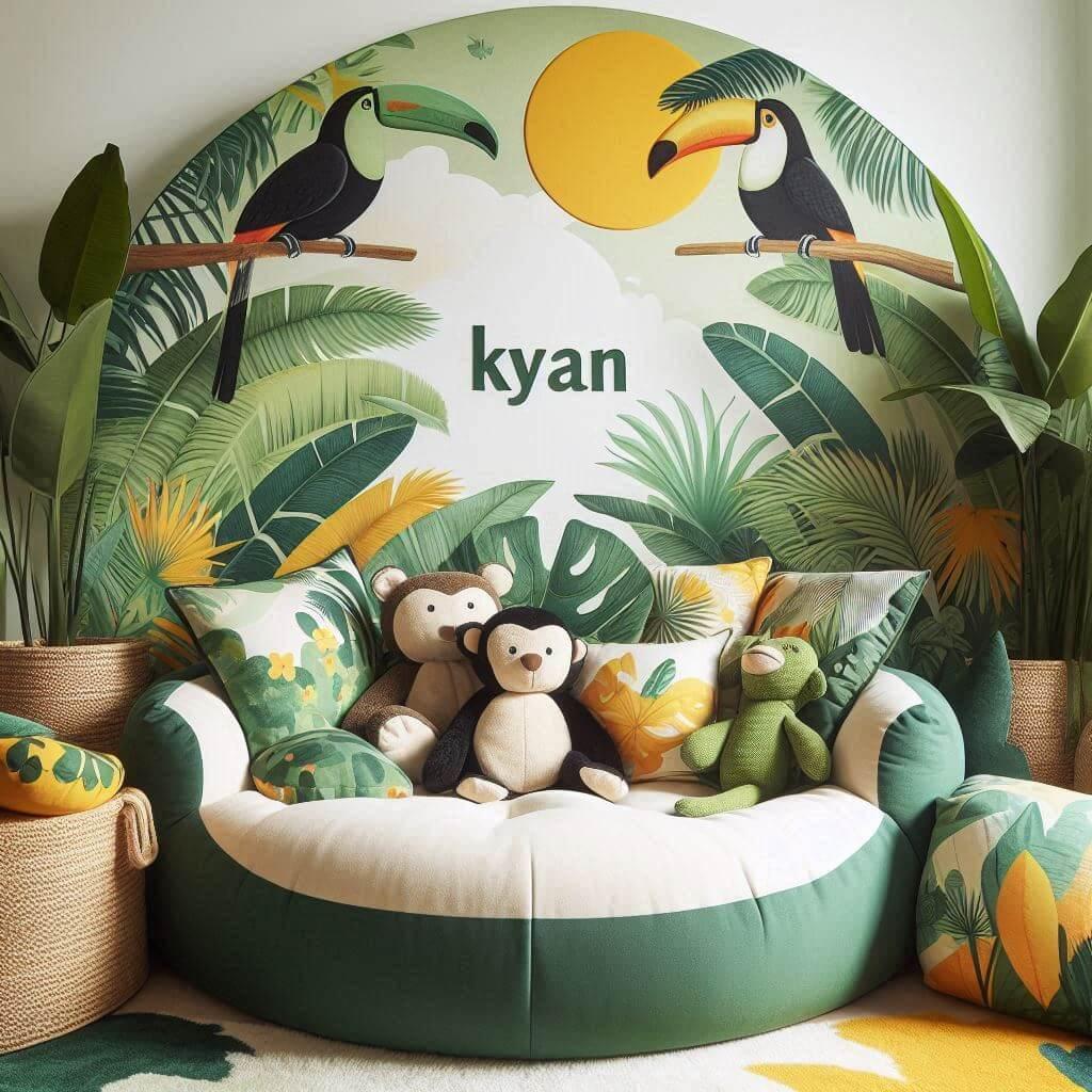 deco enfant jungle tropicale, prenom kyan