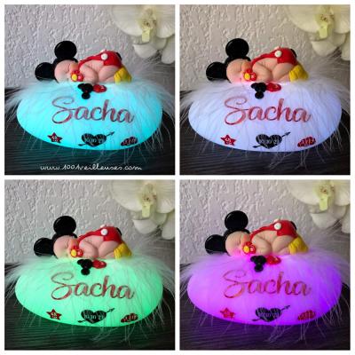 veilleuse bébé fille ou bébé garçon cadeau de naissance personnalisé thème disney mickey - cadeau bebe original