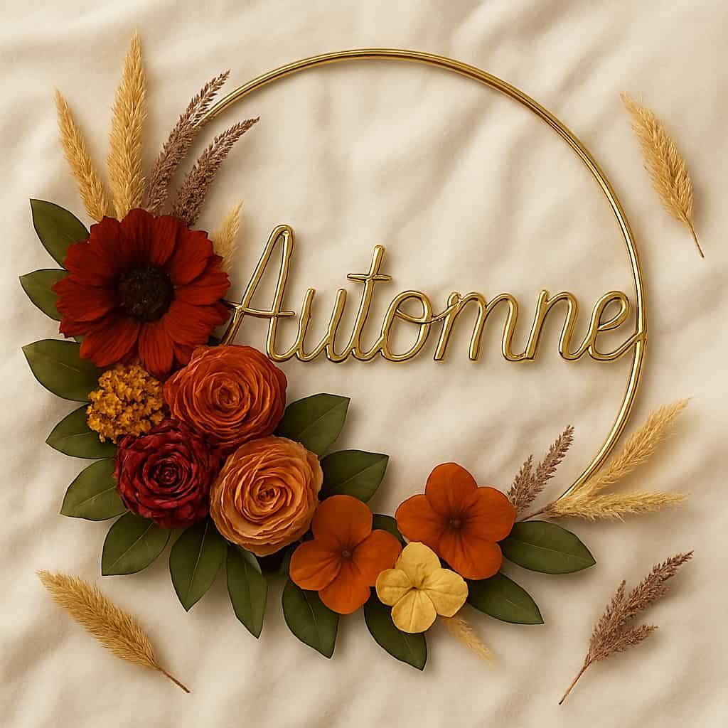 Couronne de fleurs artisanale personnalisée prénom Hazel