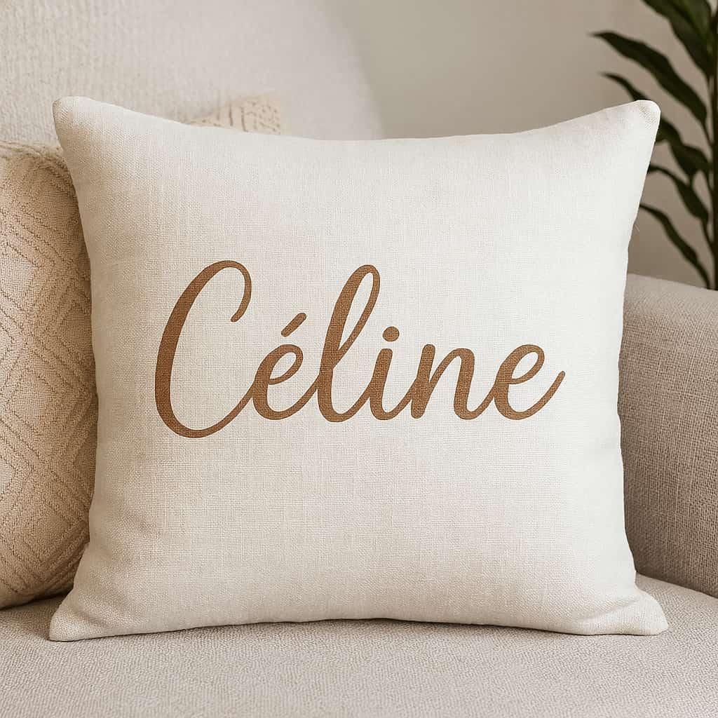 Coussin personnalisé avec le prénom Céline