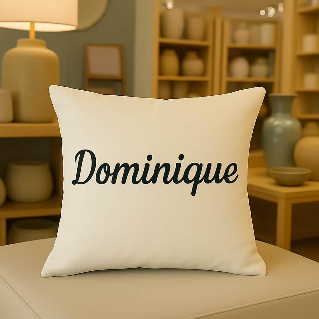 Coussin personnalise avec le prenom dominique
