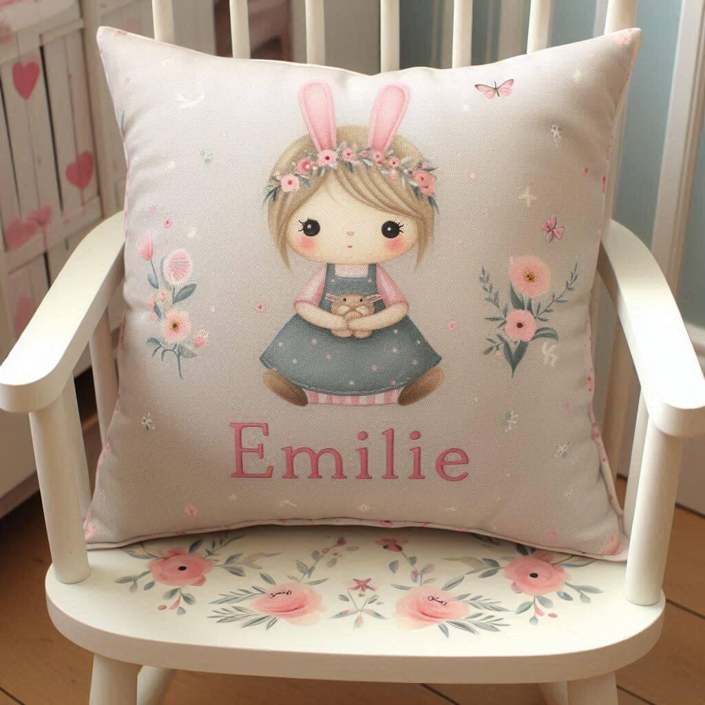 Coussin personnalise avec le prenom emilie