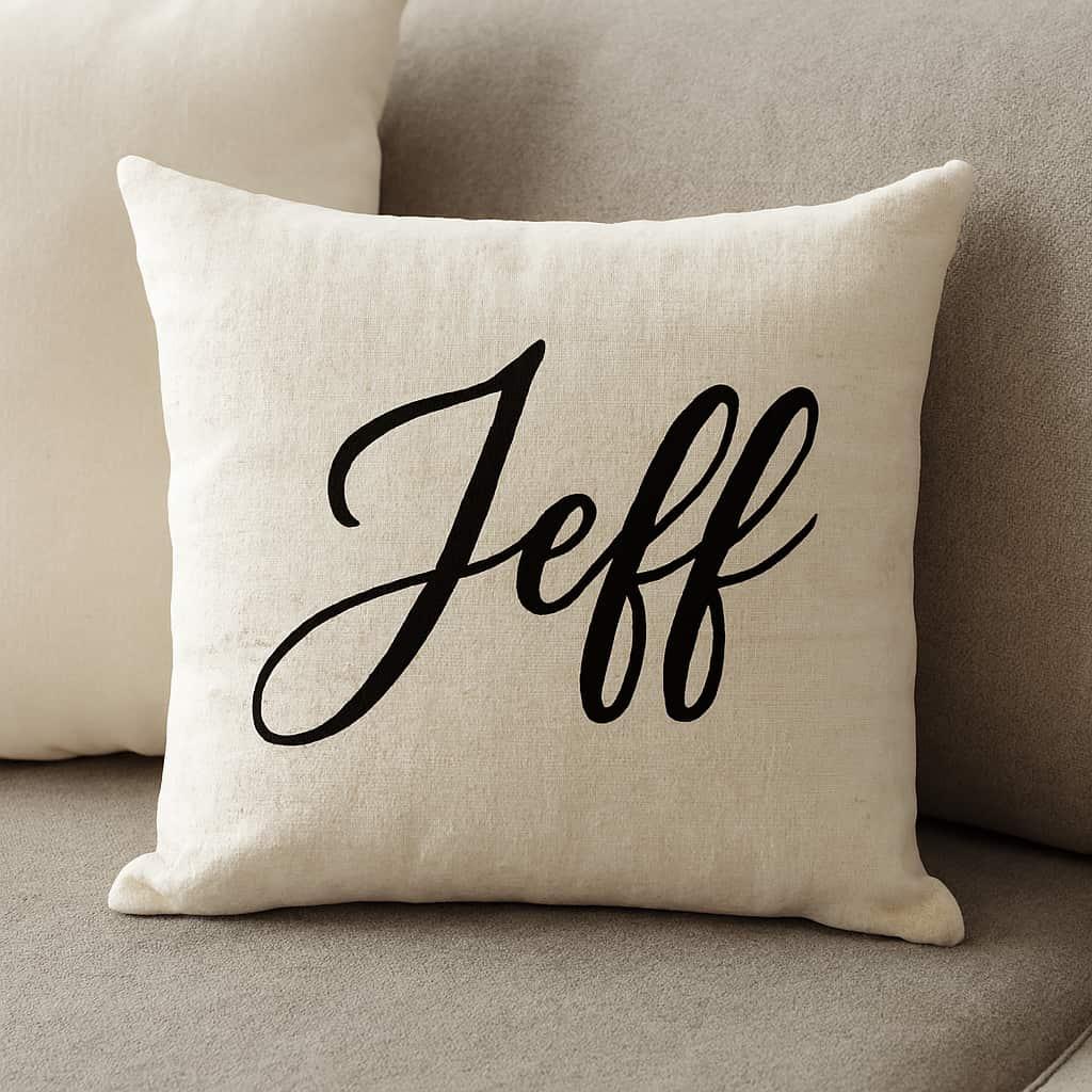 Coussin personnalise avec le prenom jeff elegant