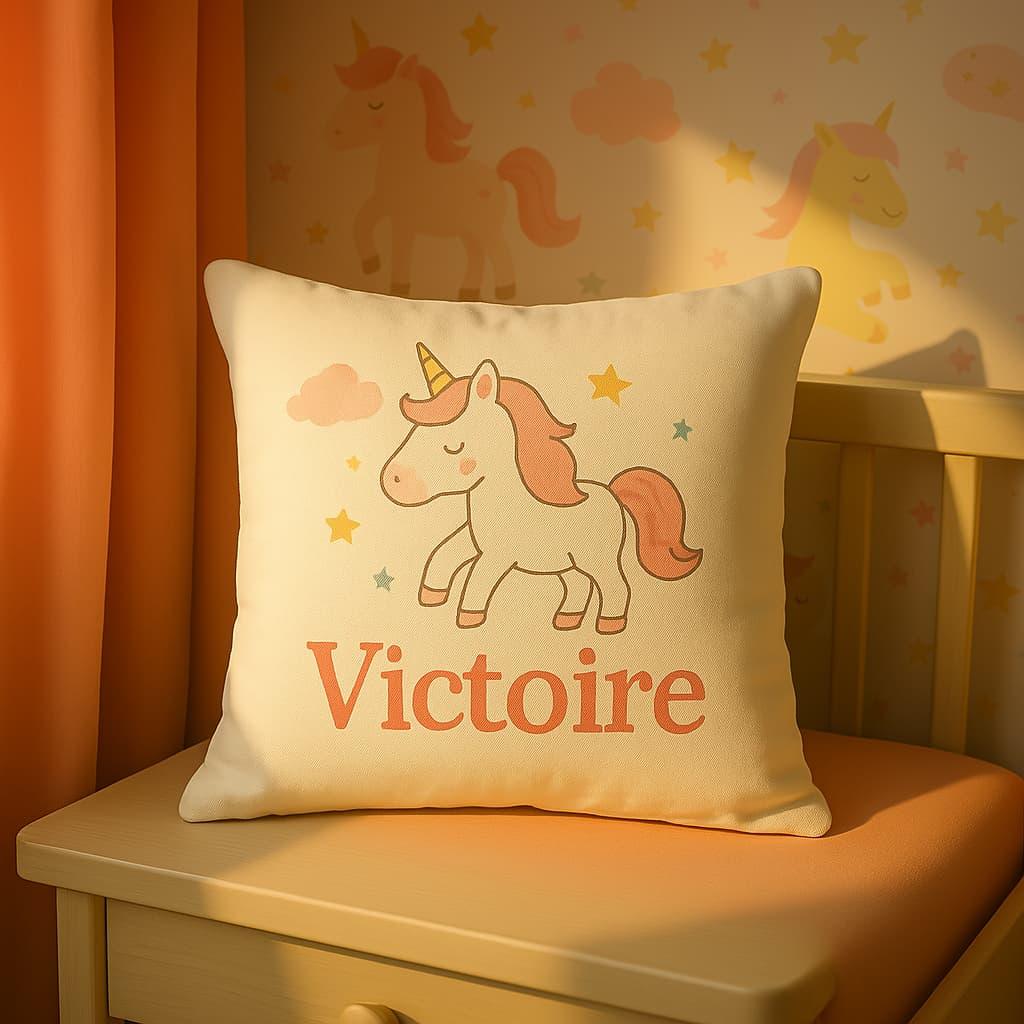 Coussin personnalise avec le prenom victoire