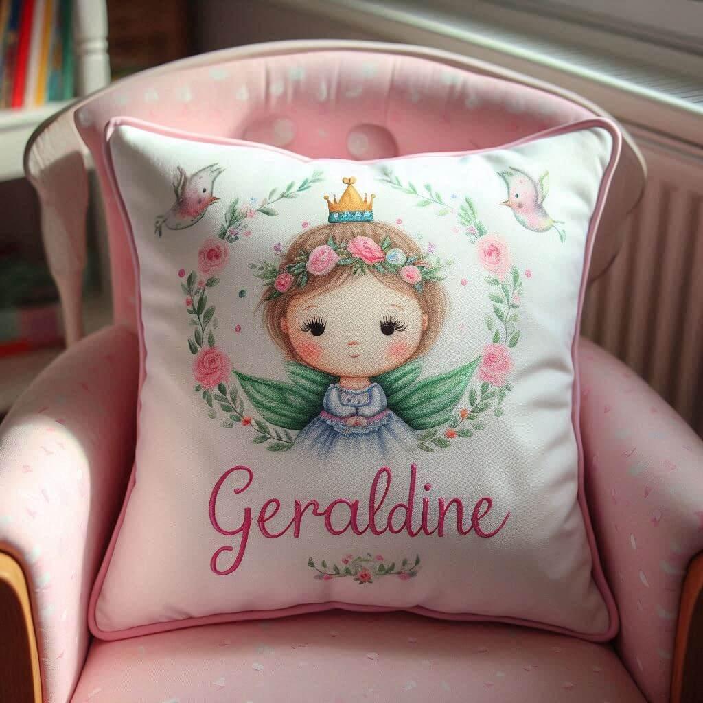 Coussin personnalise avec le preom geraldine