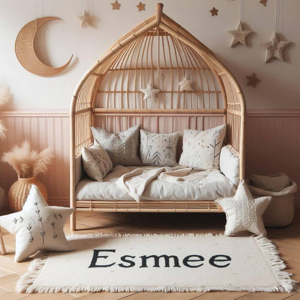 Deco chambre style boheme chic personnalisee avec le prenom esmee