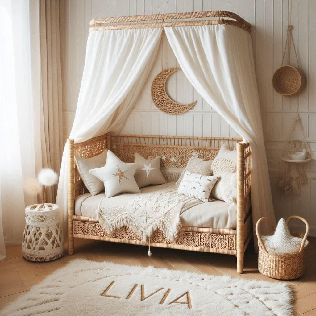 Deco de chambre style boheme personnalisee avec le prenom livia