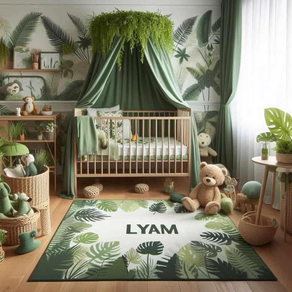 Decoration de chambre theme jungle personnalisee avec le prenom lyam