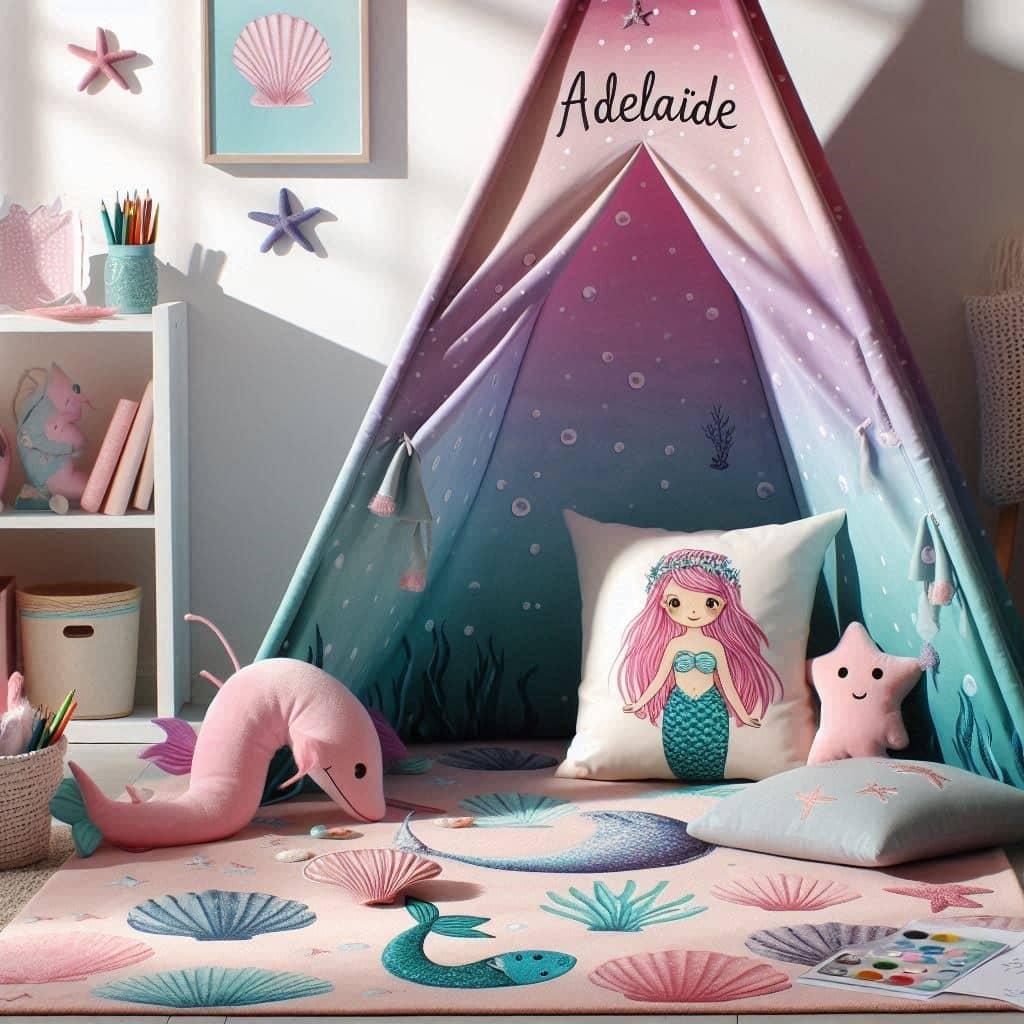 Decoration de petite fille avec le theme sirene prenom adelaide 1