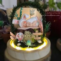 Personalized baby nightlight, ideal newborn gift, customized with the child's name and a stuffed animal, enchanting bell with a rabbit theme