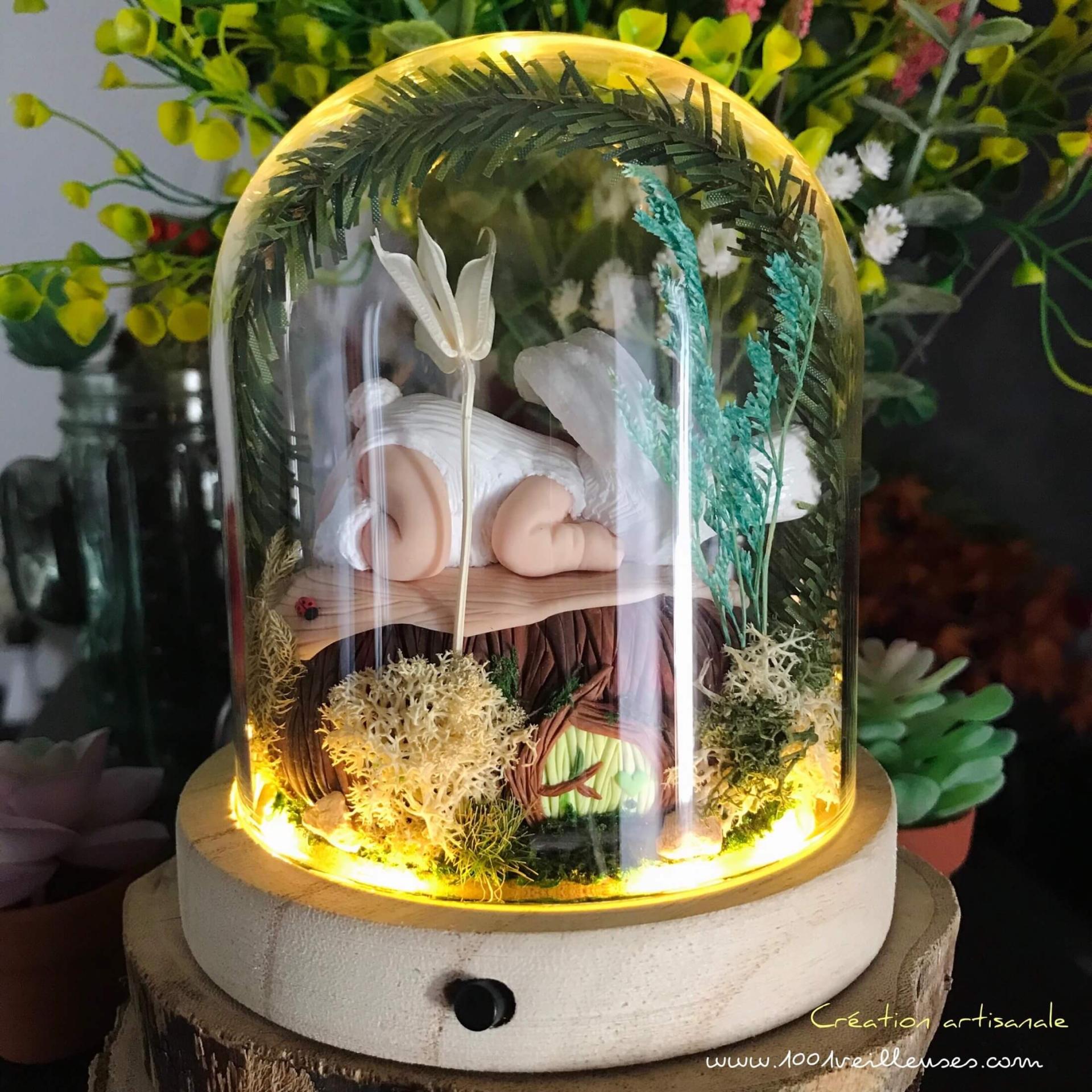 Lámpara de noche personalizada como regalo para bebé - tema de conejo blanco - peluche de conejo - recuerdo infantil - hecho a mano