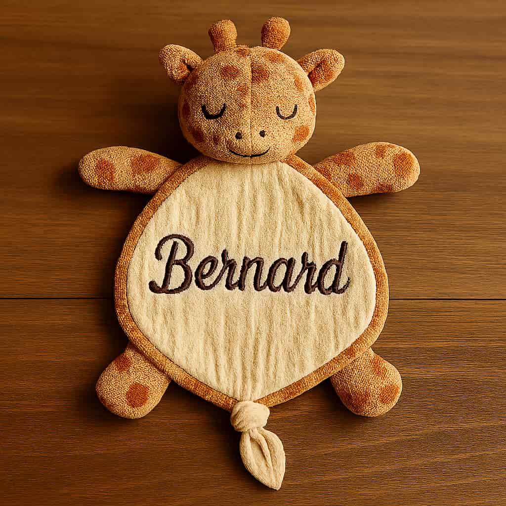 Doudou dragon violet personnalisé avec le prénom Bernard