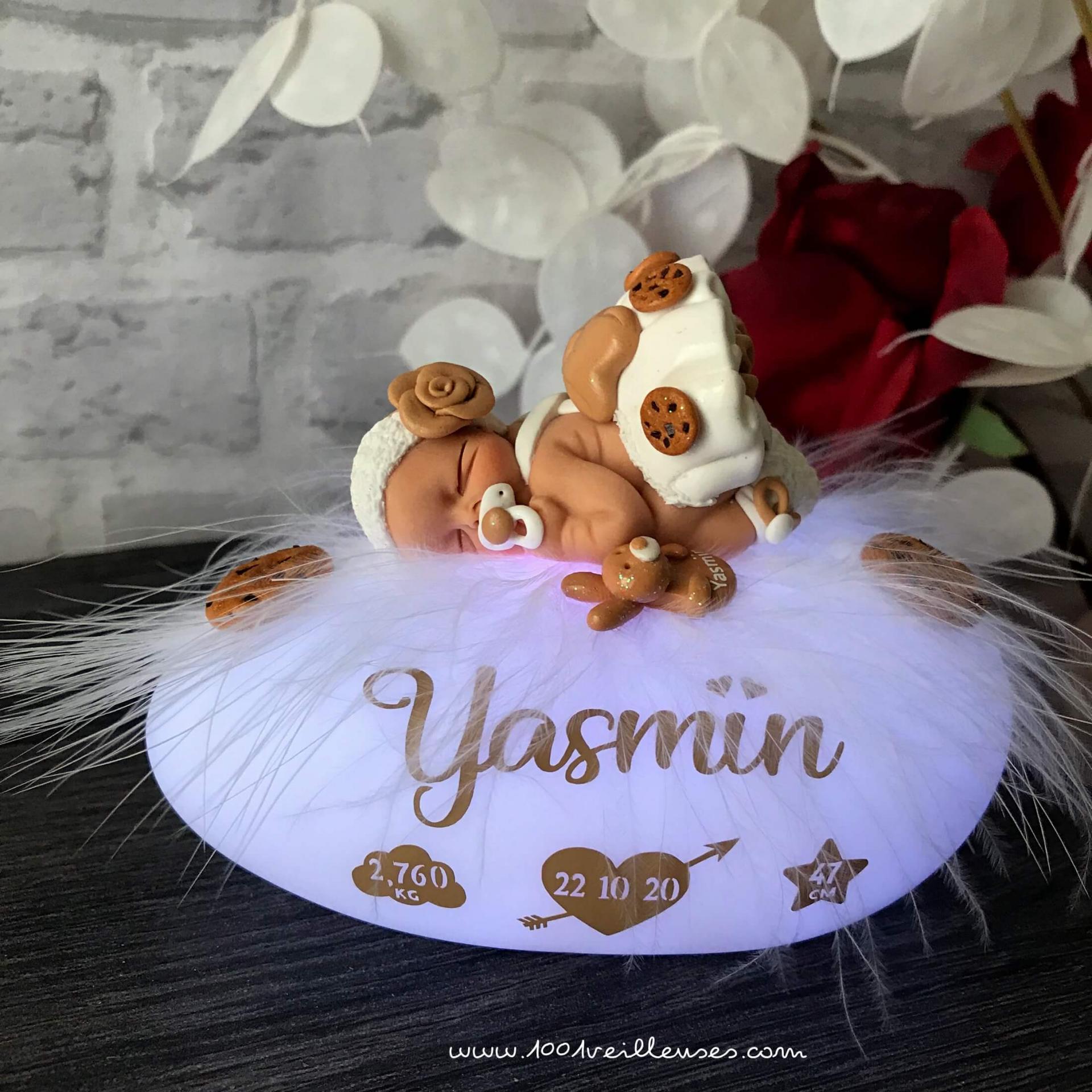Personalized night light with name, girl's plush toy, cookie model