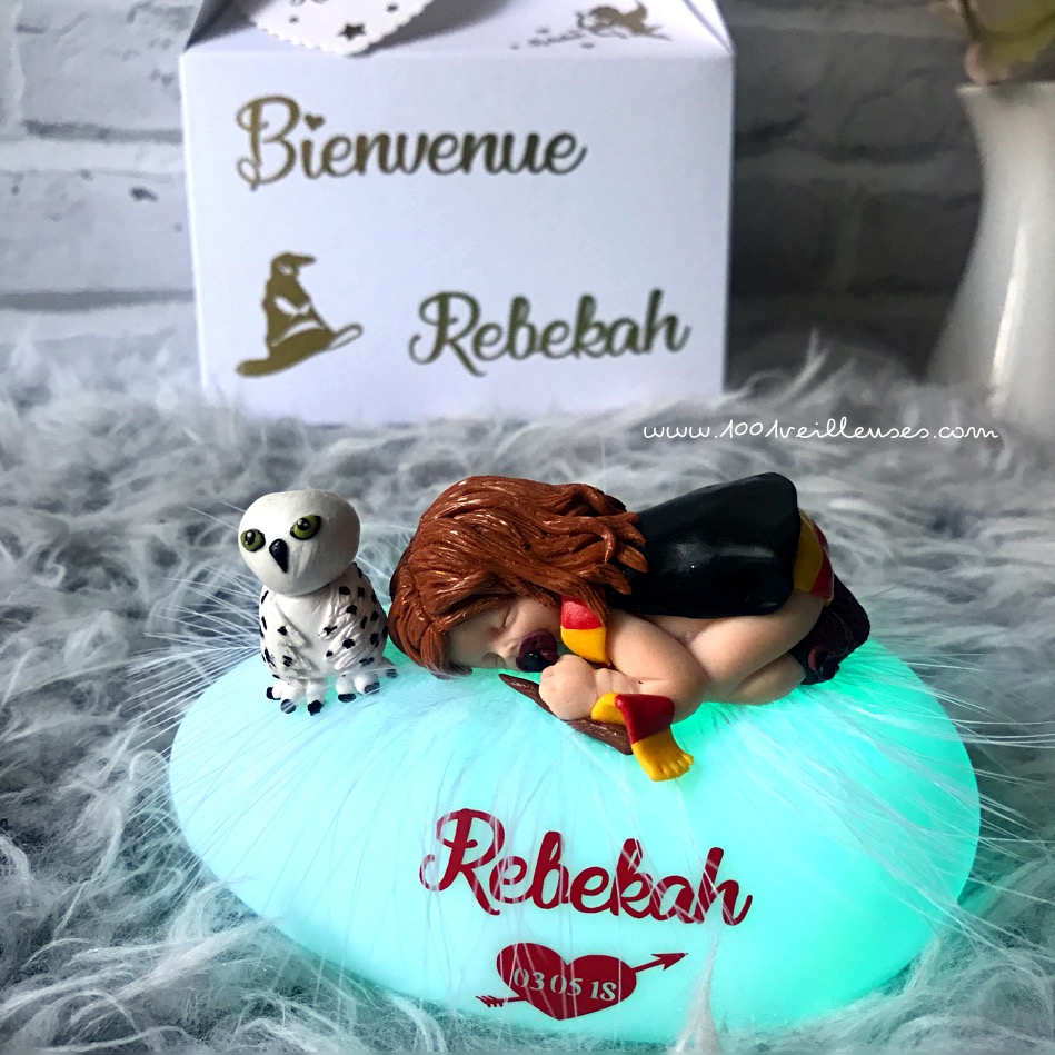 Superbe veilleuse bébé Hermione Granger + boite cadeau - A personnaliser !
